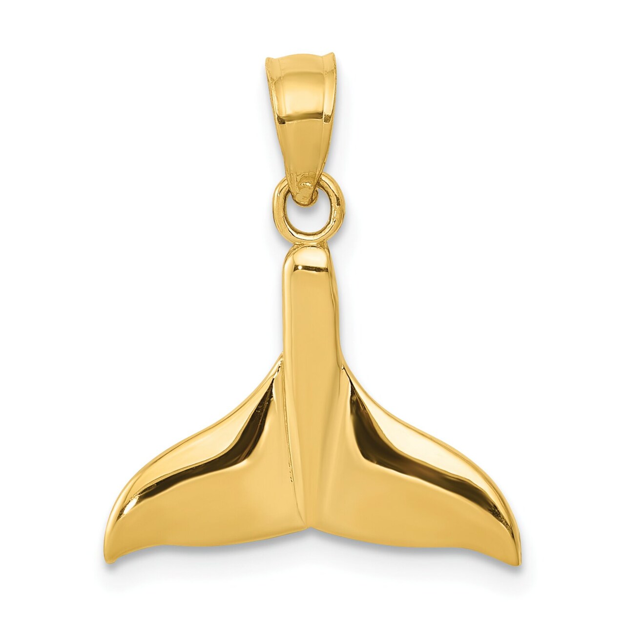 14K Gold Whale Tail Charm Polished Ocean Pendant Jewelry 20mm x 15mm